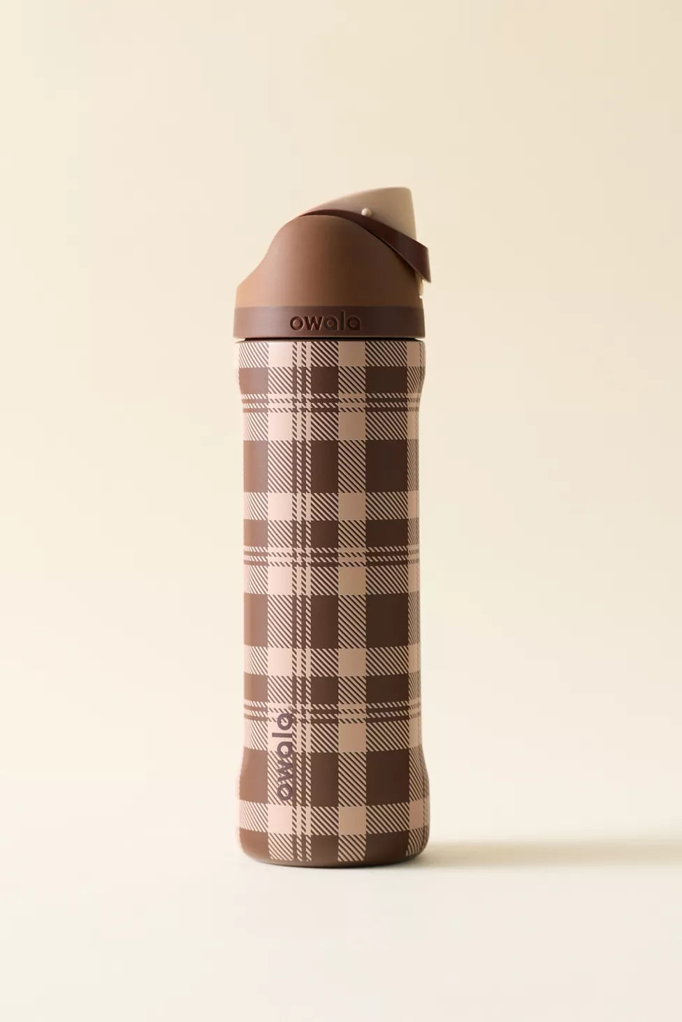 Owala 經典吸管不銹鋼水壺 - 榛果巧克力 - Plaid - 24oz