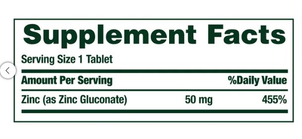 Costco Nature Bounty Zinc 鋅 50mg - 400顆