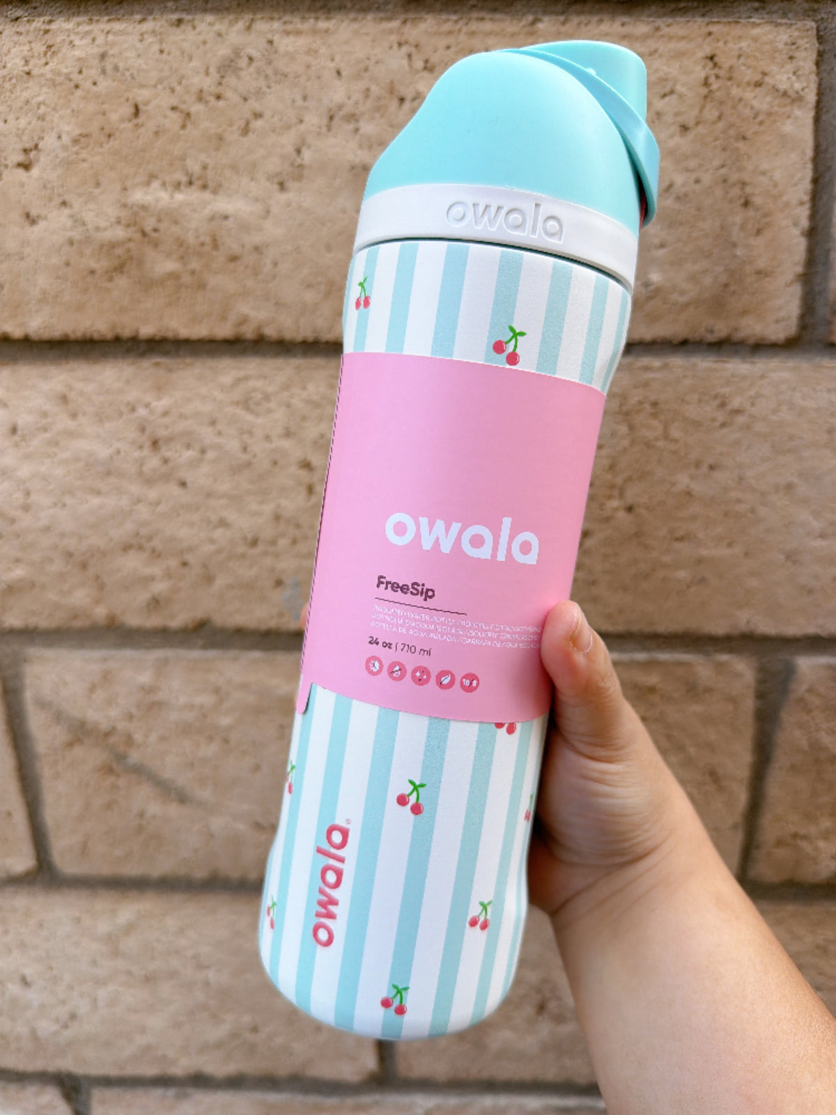Owala 經典吸管不銹鋼水壺 - 小櫻桃 - Pillow Fight - 24oz