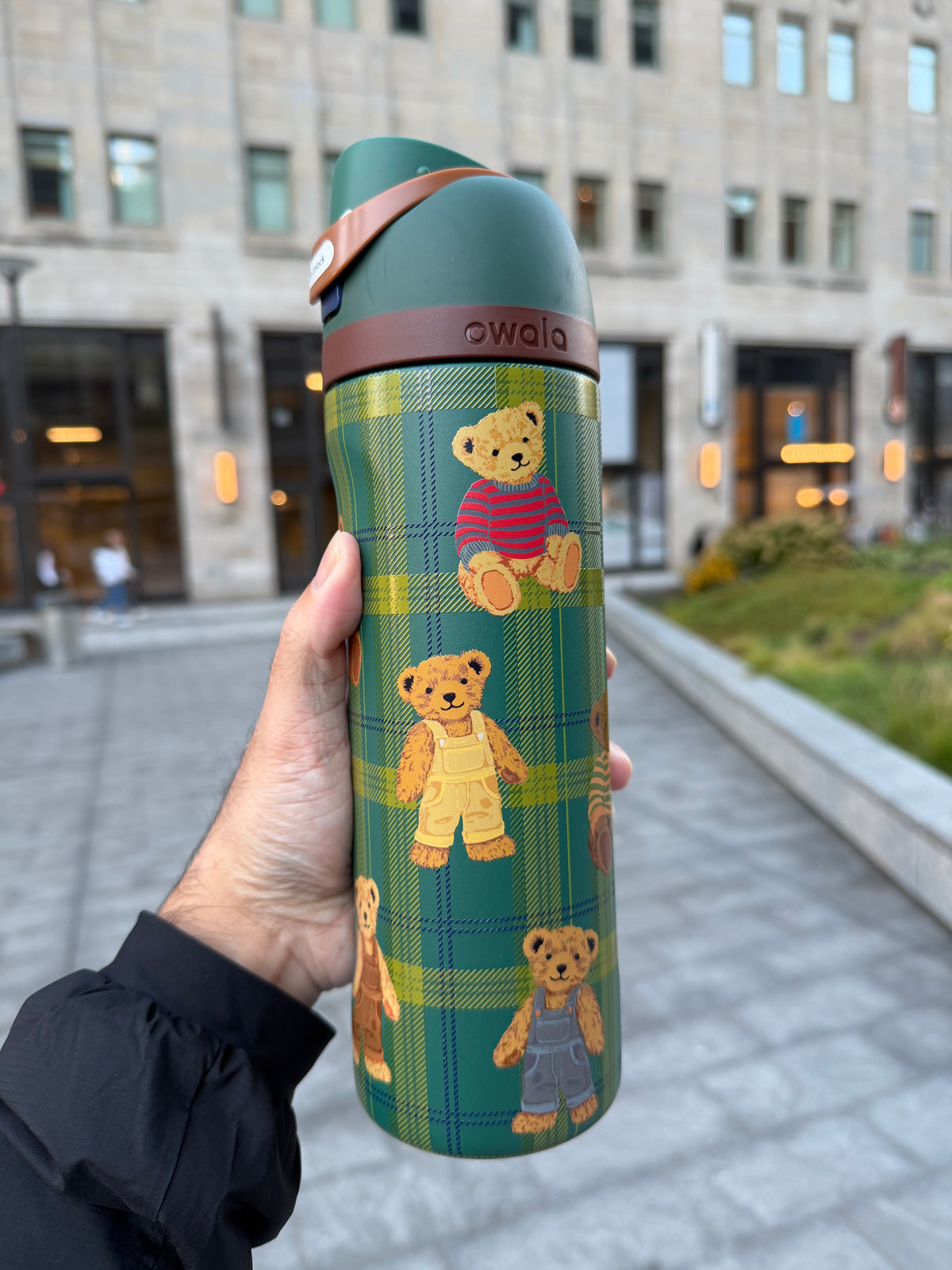 Owala 經典吸管不銹鋼水壺 - 格子熊熊 - Bear Hug - 24oz