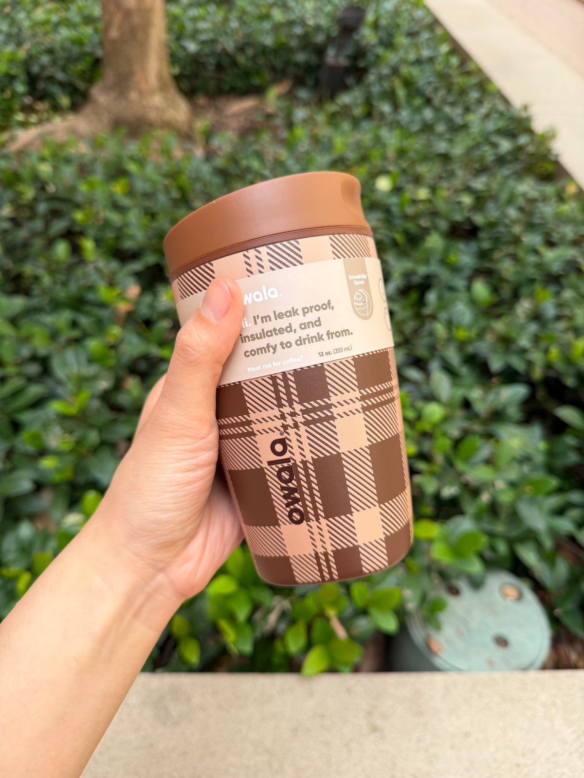 Owala 不漏咖啡杯 不銹鋼內膽 - 榛果巧克力 - Plaid - 12oz