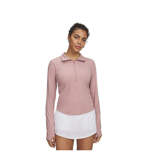 UA 女生 Motion奶油拉鏈上衣 玫瑰 S