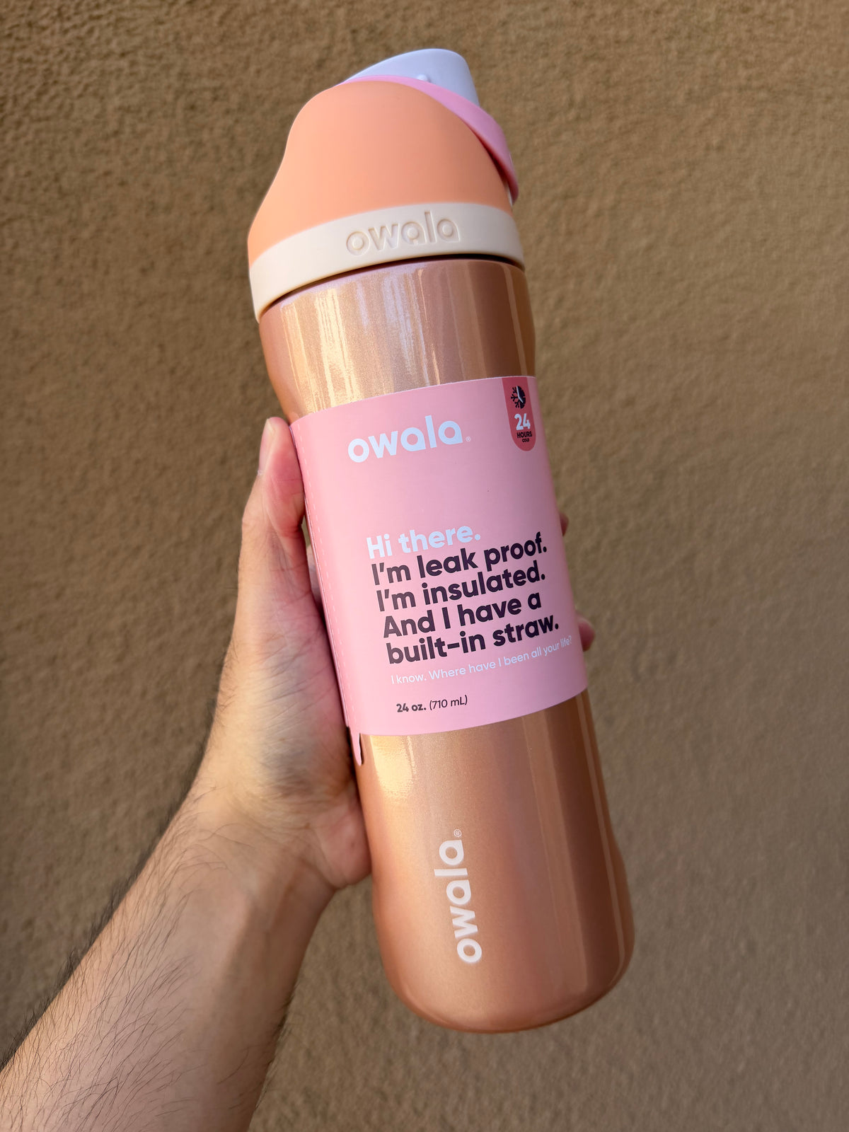 Owala 經典吸管不銹鋼水壺 - 陽光柳橙 - Main Squeeze - 24oz