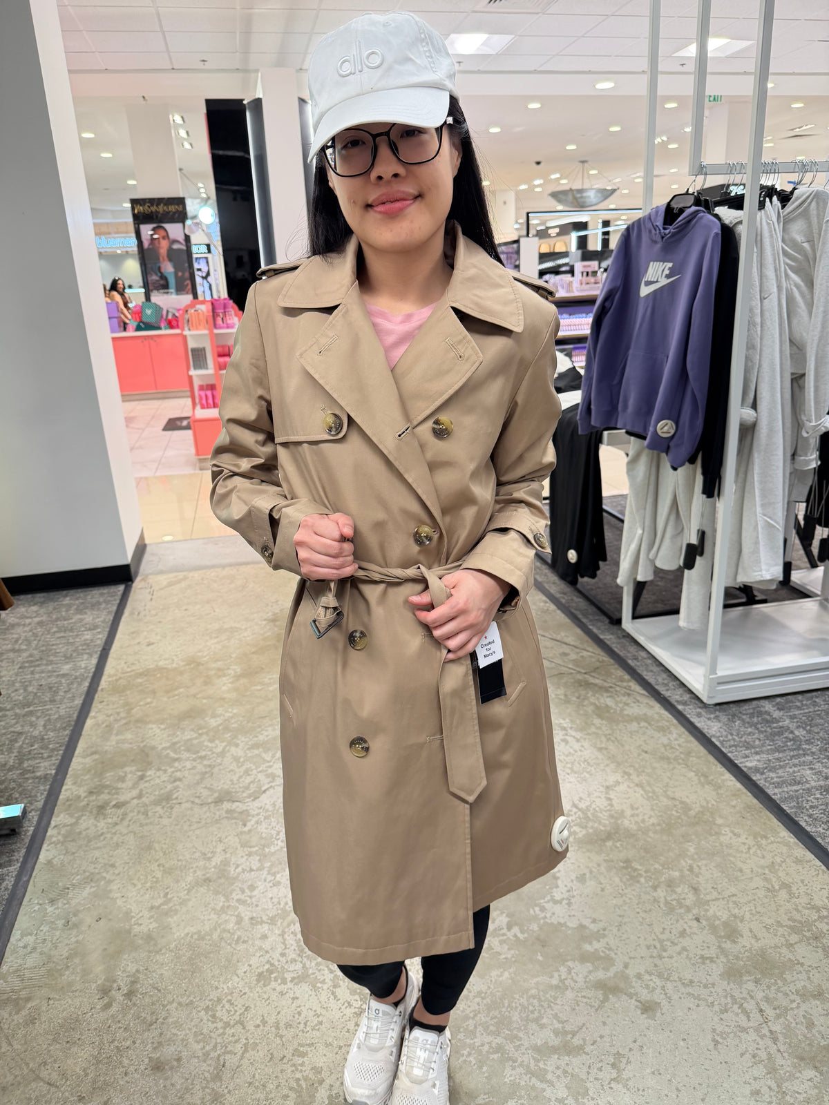 RL 專櫃 女生 腰帶防水風衣 - 卡其