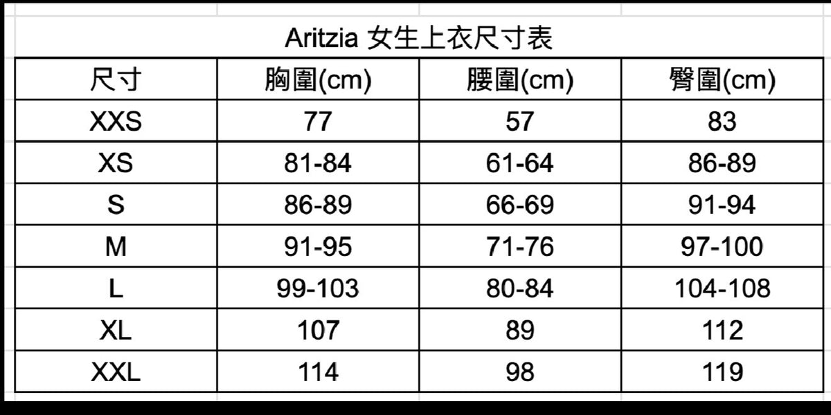 尺寸表