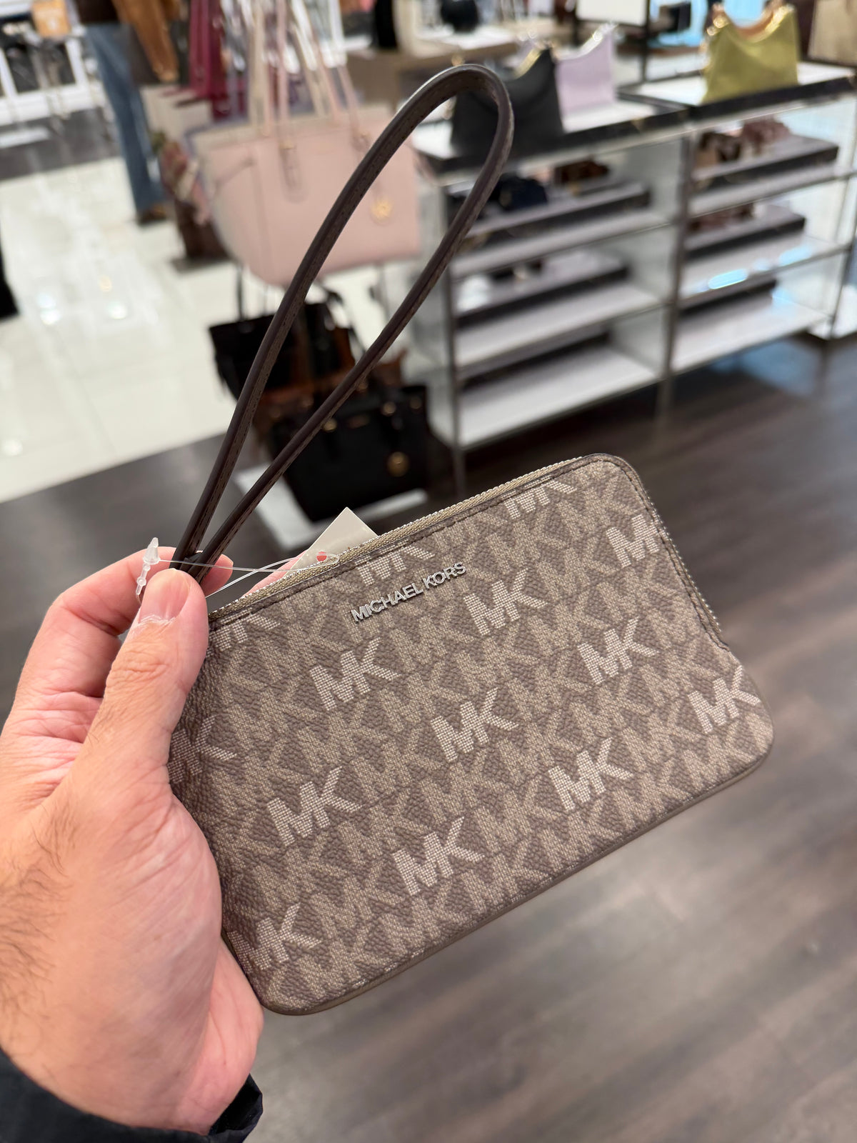 MK outlet 小手拿包 - 法式灰老花