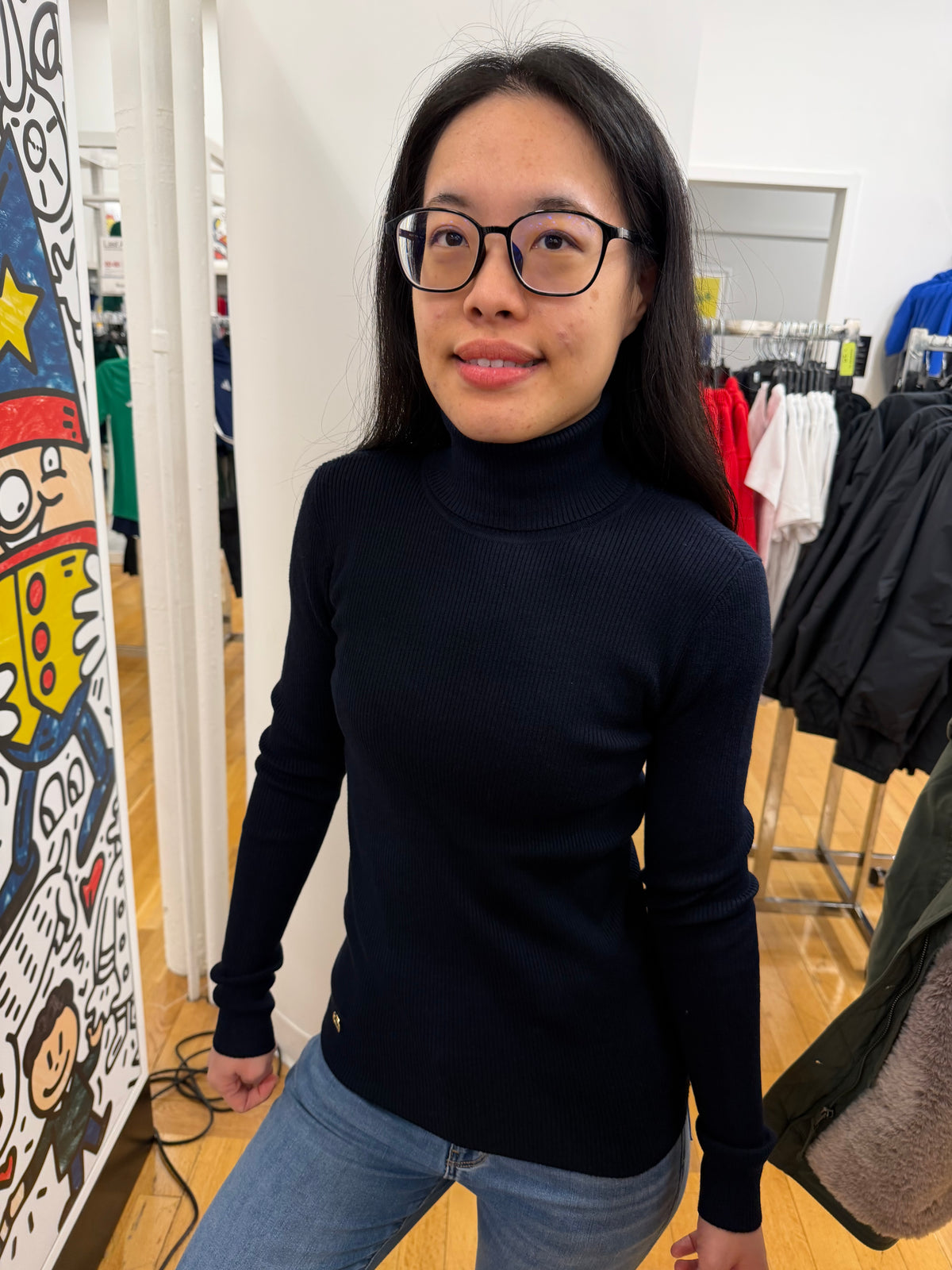 RL 女生 高領毛衣 - 深藍