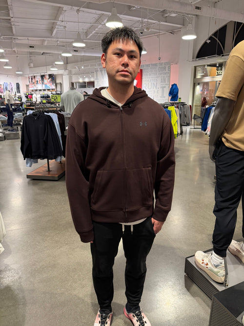 UA 男生 帽T外套 巧克力 XXL