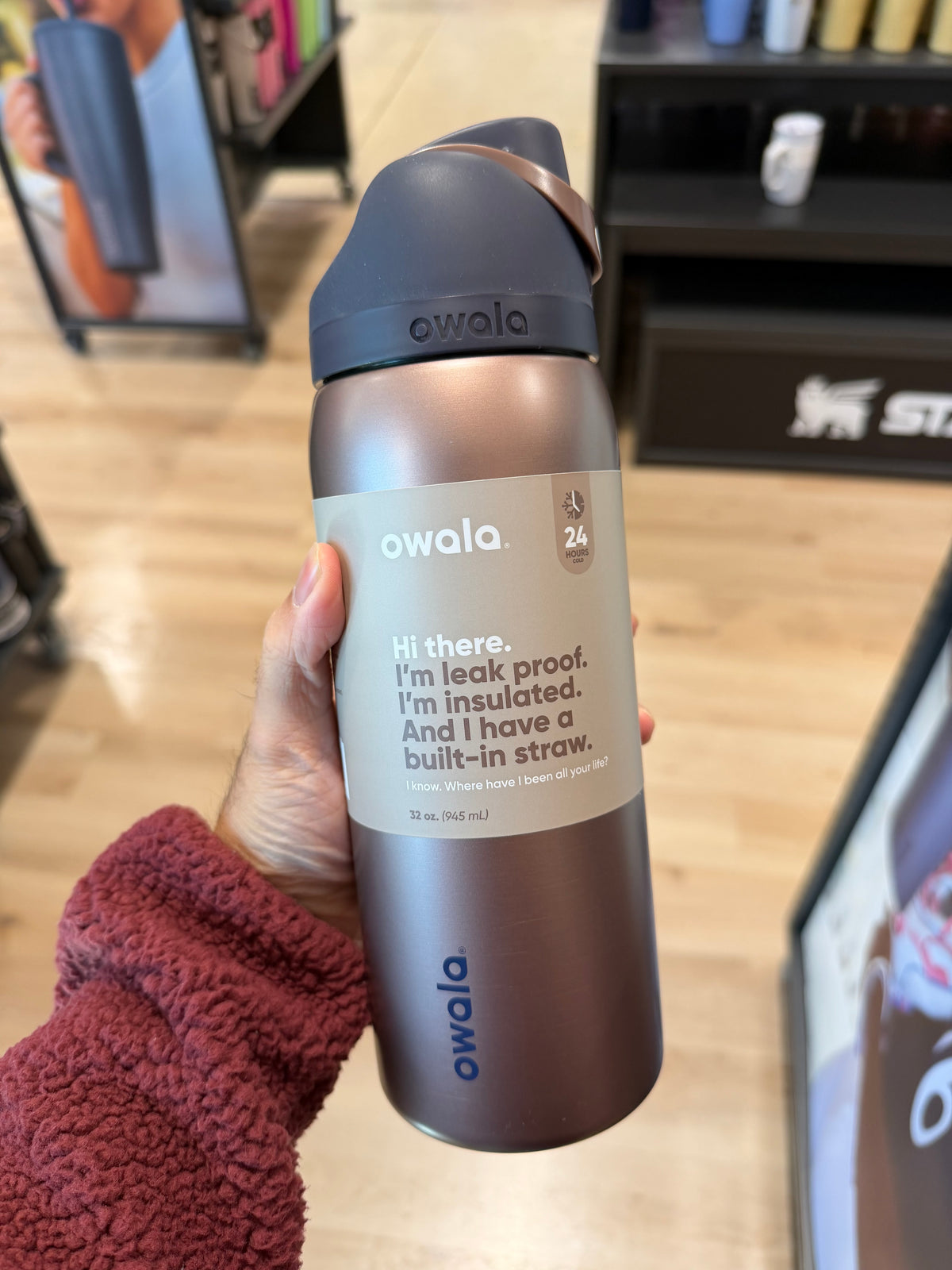 Owala 經典吸管不銹鋼水壺 - 巧克力金 - Desert Smoke - 32oz