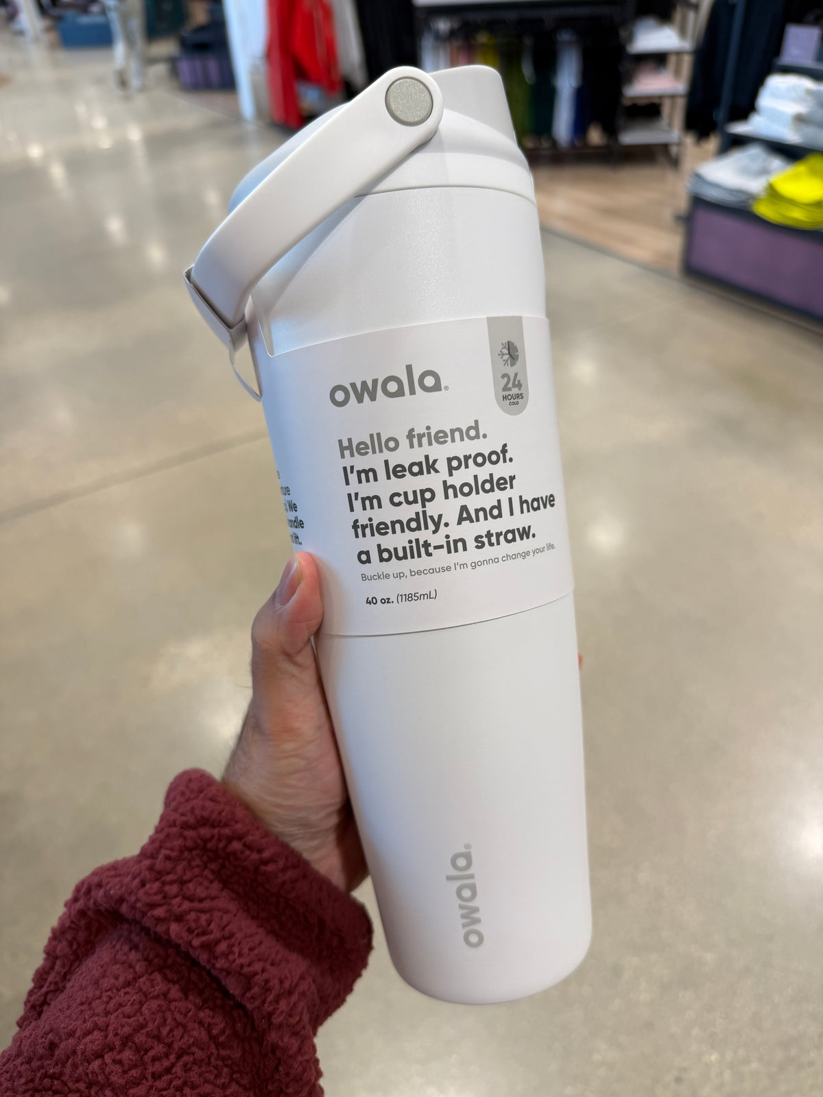 Owala 拉手吸管不銹鋼水壺 - 全白- Shy Marshmallow - 40oz
