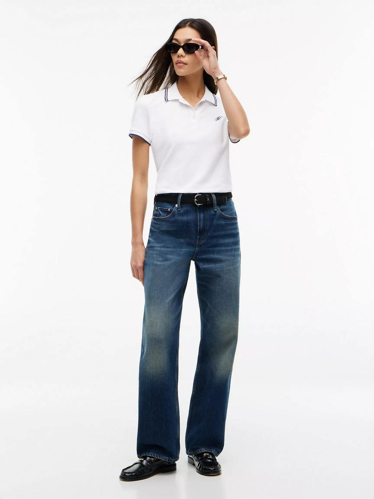 Tommy 女生 草寫logo polo衫 - 白色