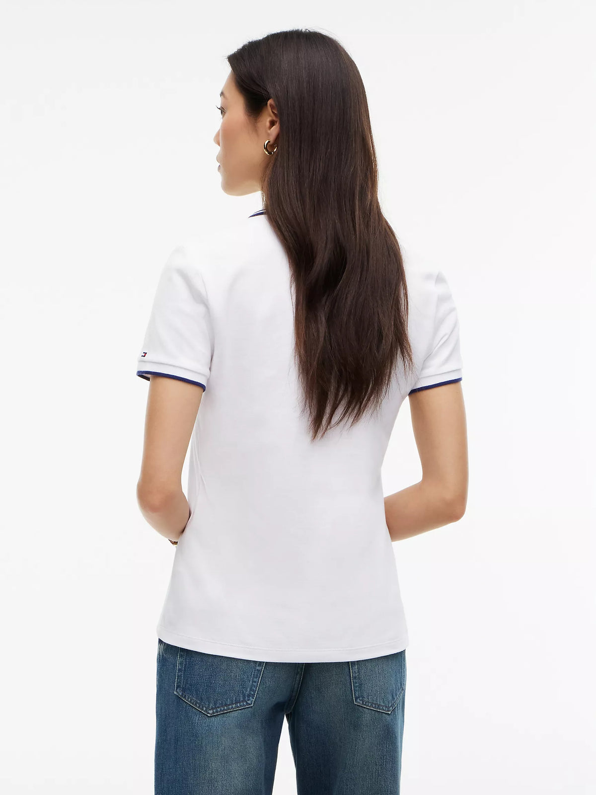 Tommy 女生 草寫logo polo衫 - 白色