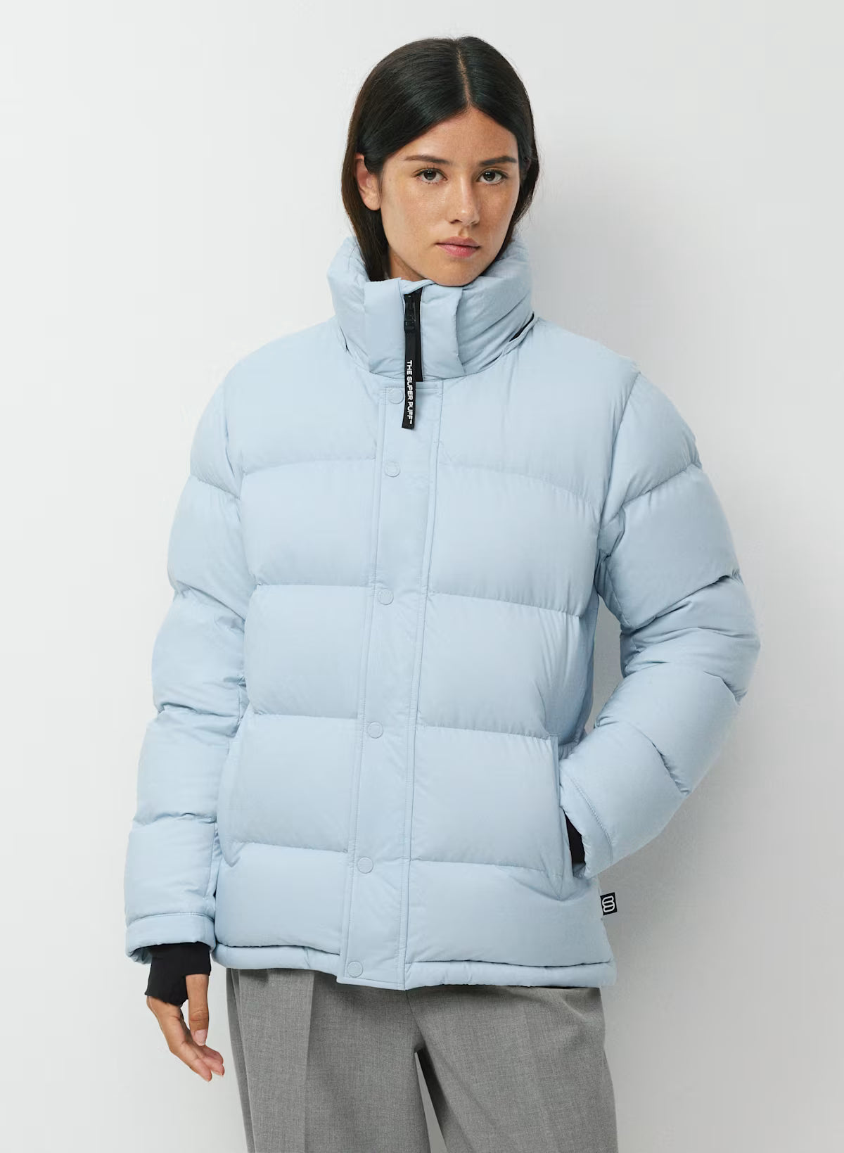 Aritzia 女生 Superpuff 五格真羽絨外套 800 - 天空冰島藍 - Dew Blue