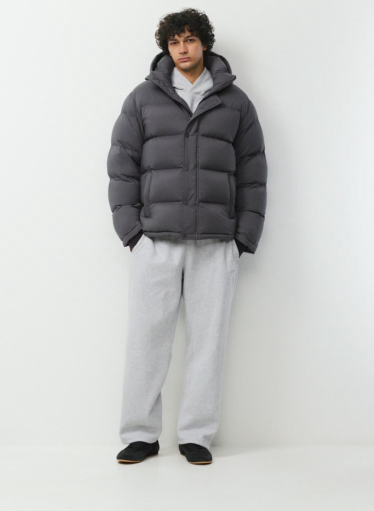 Aritzia 男生 Superpuff 五格真羽絨外套 800 - 高級灰 - Coal Grey
