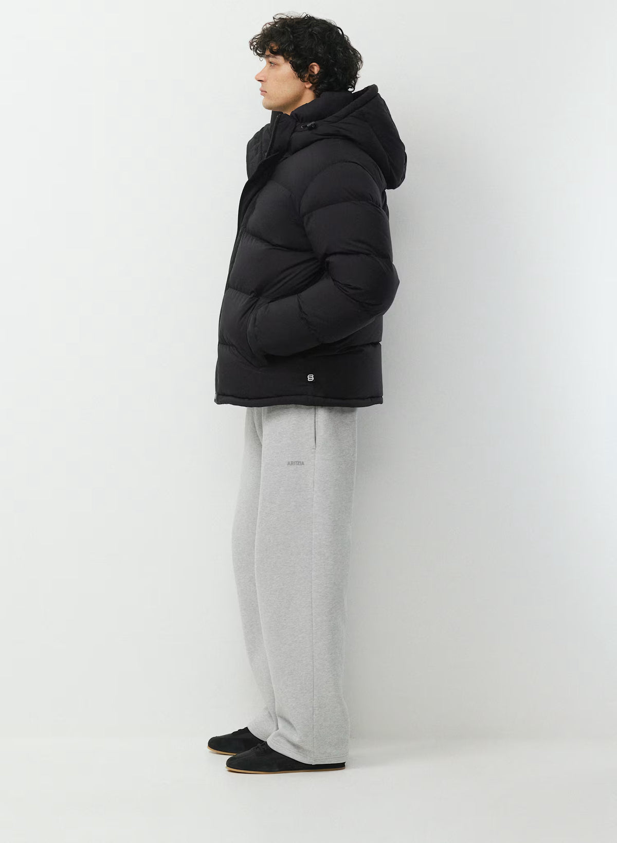 Aritzia 男生 Superpuff 五格真羽絨外套 800 - 霧面黑 - Black