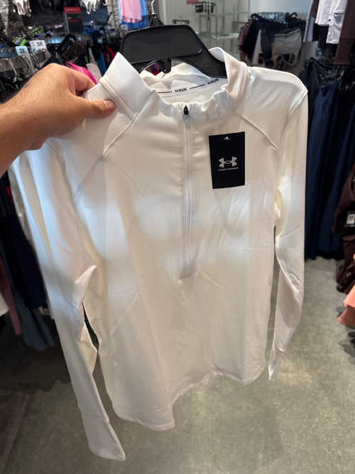 UA 女生 奶油系列 拉鏈上衣 白色 XL
