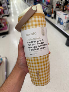 Owala 拉手吸管不銹鋼冷水壺 - 黃南瓜格子 - Supper Time - 890ml