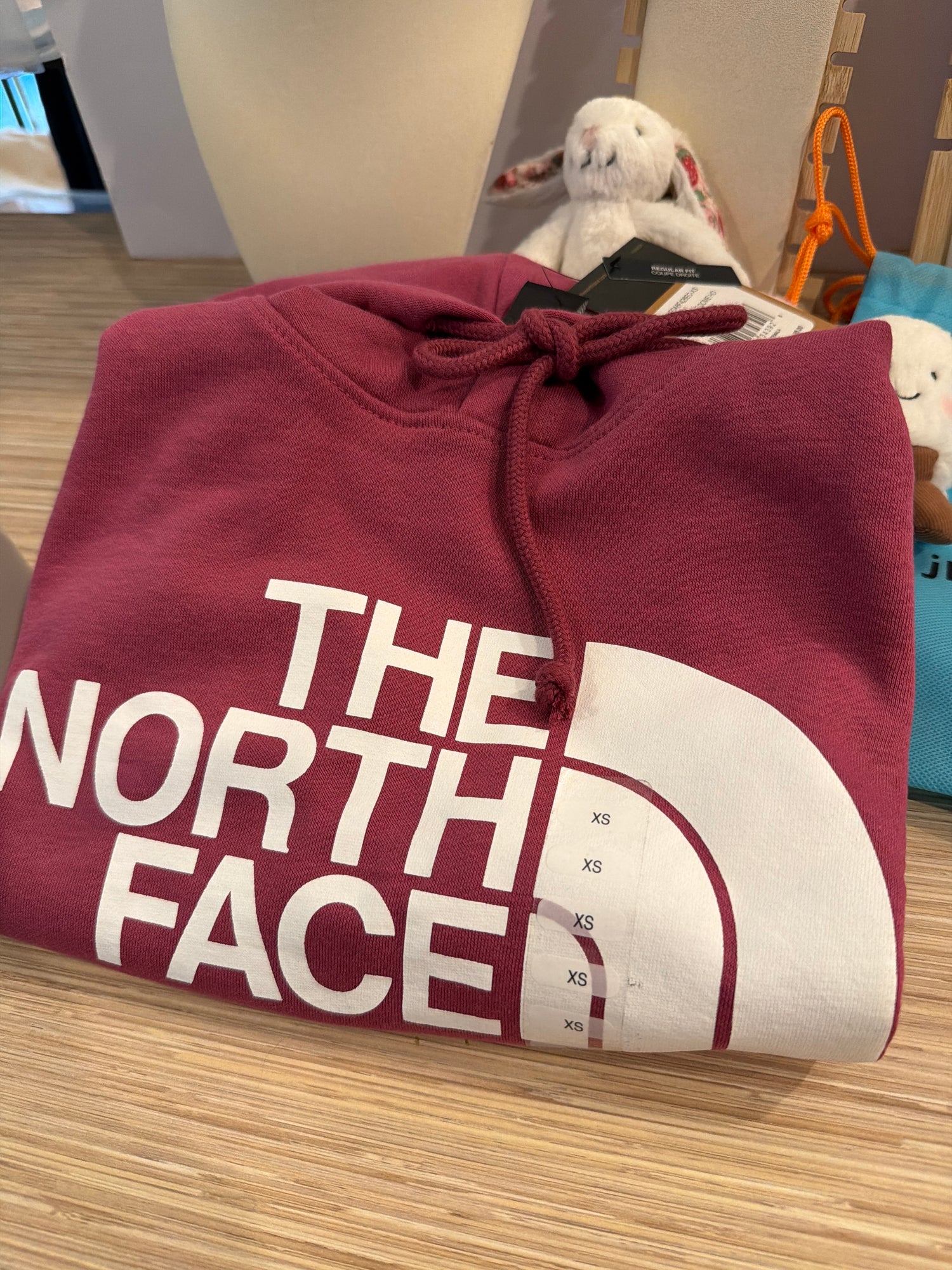 北臉大Logo帽T 莓果色 XS