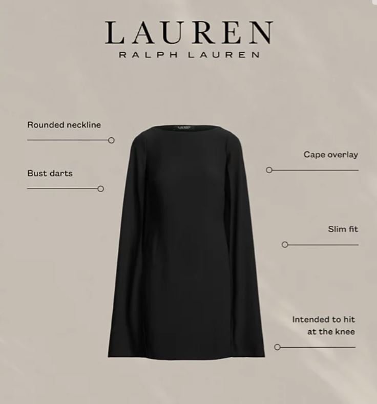 百貨 RL專櫃 女生 層疊披肩設計洋裝 黑色