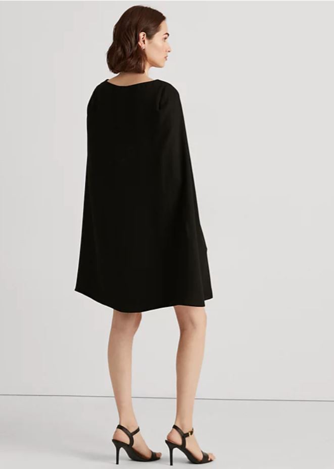 百貨 RL專櫃 女生 層疊披肩設計洋裝 黑色