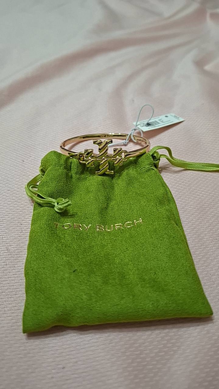 TB outlet 羅紋logo手環 金色