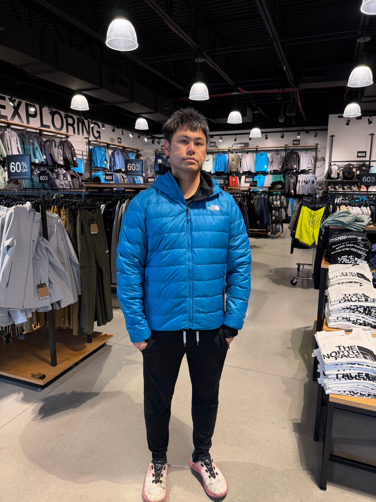 北臉 男生 Minoqua好收納連帽真羽絨外套 600 - 土耳其藍