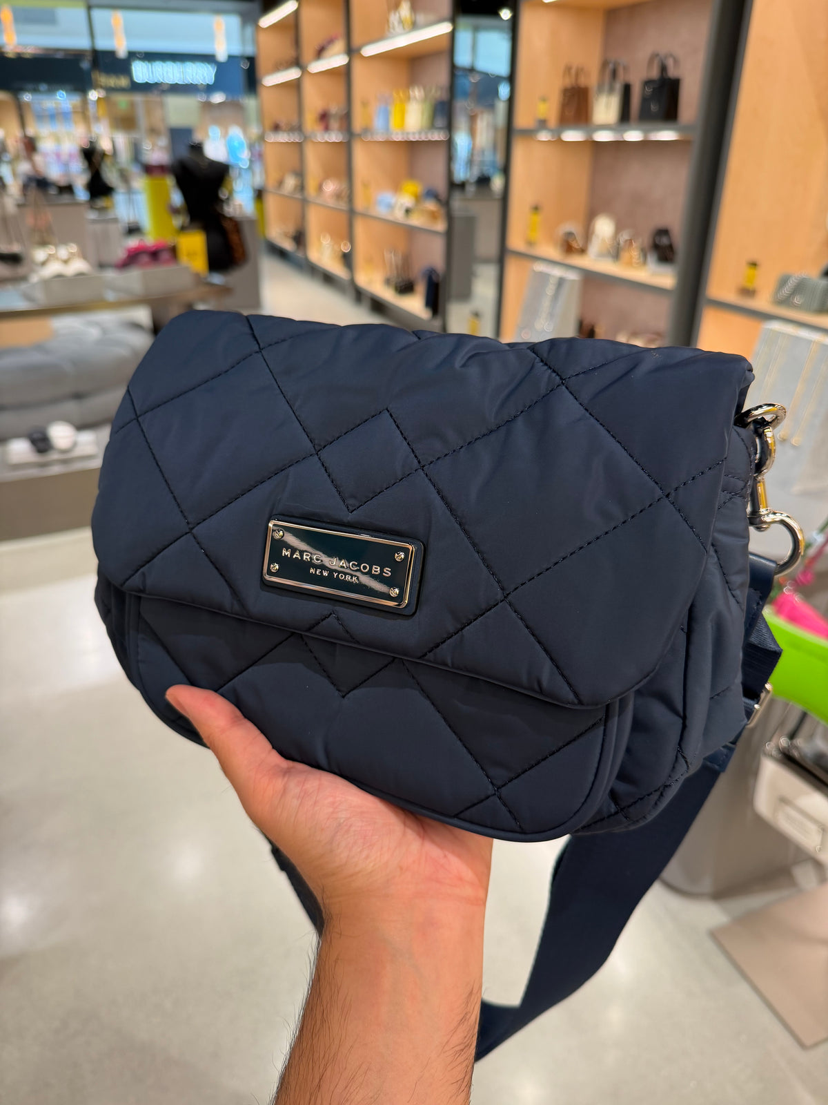 MJ outlet 菱格郵差包 - 深藍