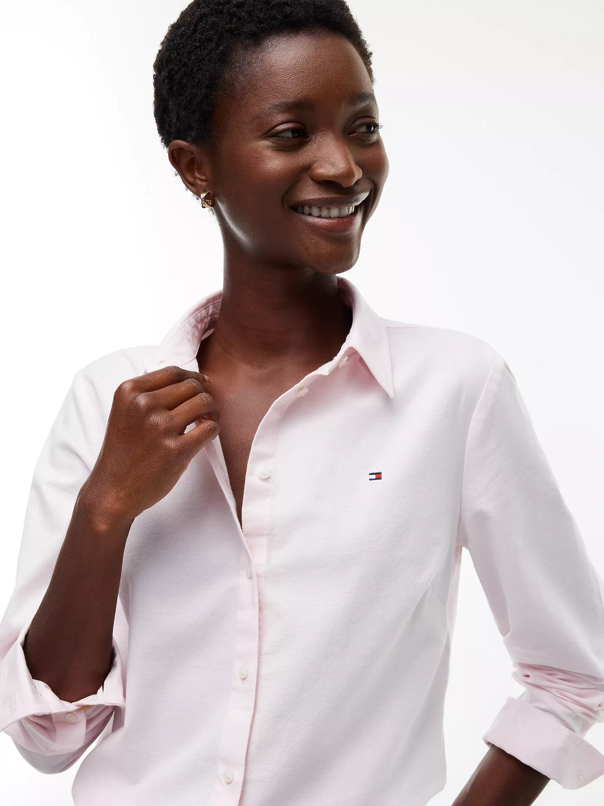 Tommy 女生 正常版 Oxford 長袖襯衫 - 淺粉