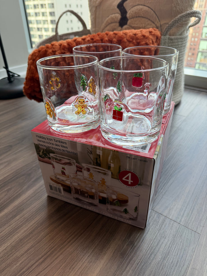 Costco 聖誕限定立體玻璃杯 4入組 - Christmas Icon
