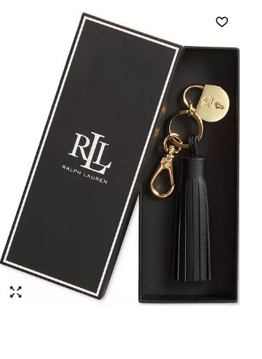 百貨 RL專櫃 包包吊飾 真皮流蘇 黑色