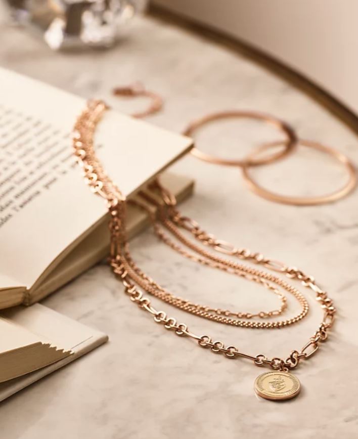 百貨 RL專櫃 三層金色 LOGO 項鍊