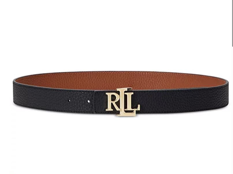 百貨 RL專櫃 女生真皮雙面LOGO皮帶