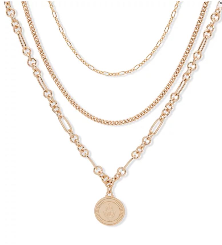 百貨 RL專櫃 三層金色 LOGO 項鍊