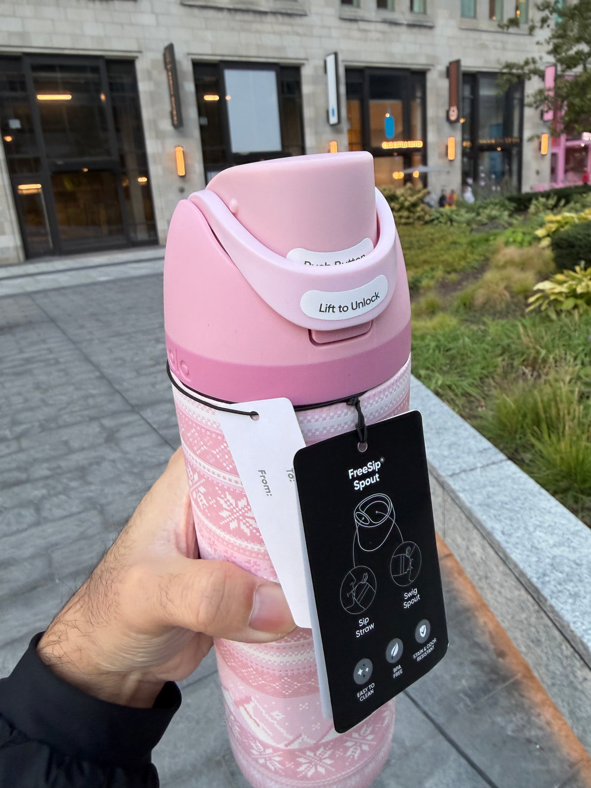 Owala 經典吸管不銹鋼水壺 - 粉粉毛衣 - Cozy Does It - 24oz