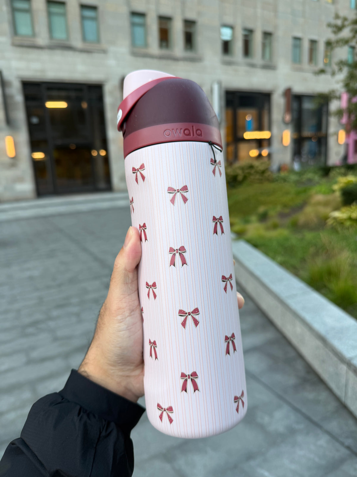 Owala 經典吸管不銹鋼水壺 - 禮物蝴蝶結 - Take a Bow - 24oz
