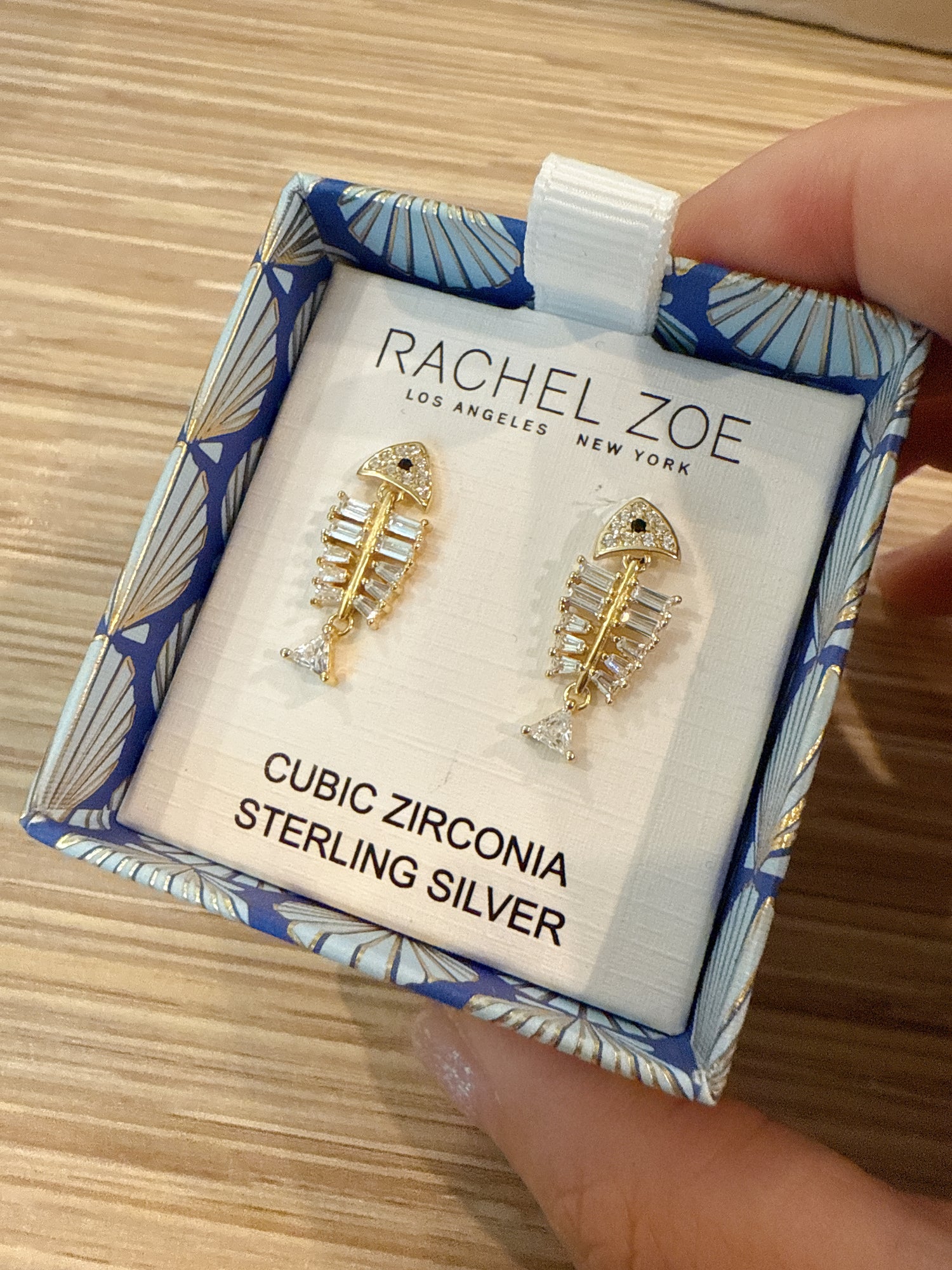 純銀耳環 魚骨頭