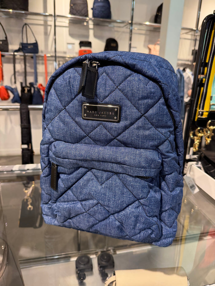 MJ outlet 菱格後背包 牛仔