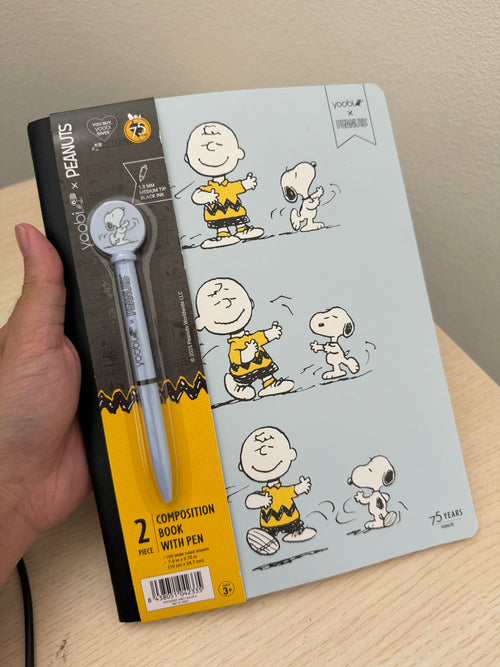 史努比 筆記本+筆 藍色