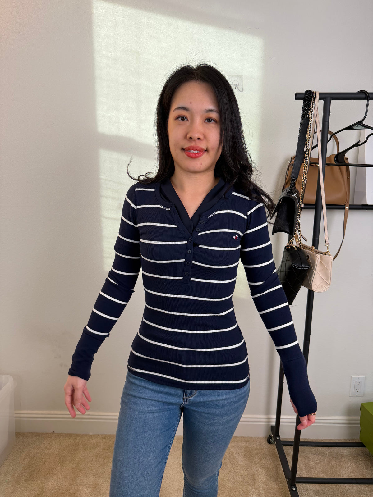 Hco 女生 亨利T 深藍條紋