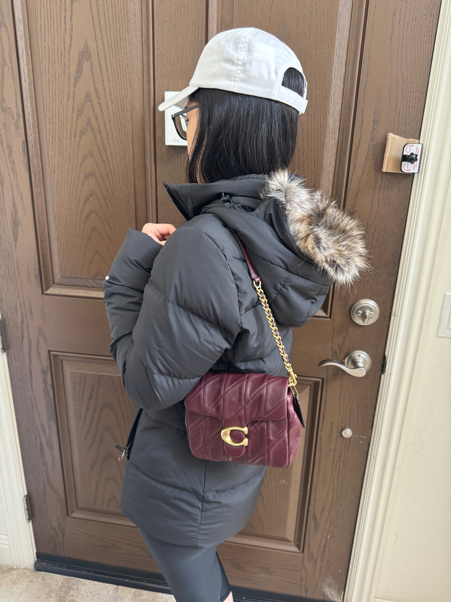 Coach 專櫃 Tabby square 17 酒紅
