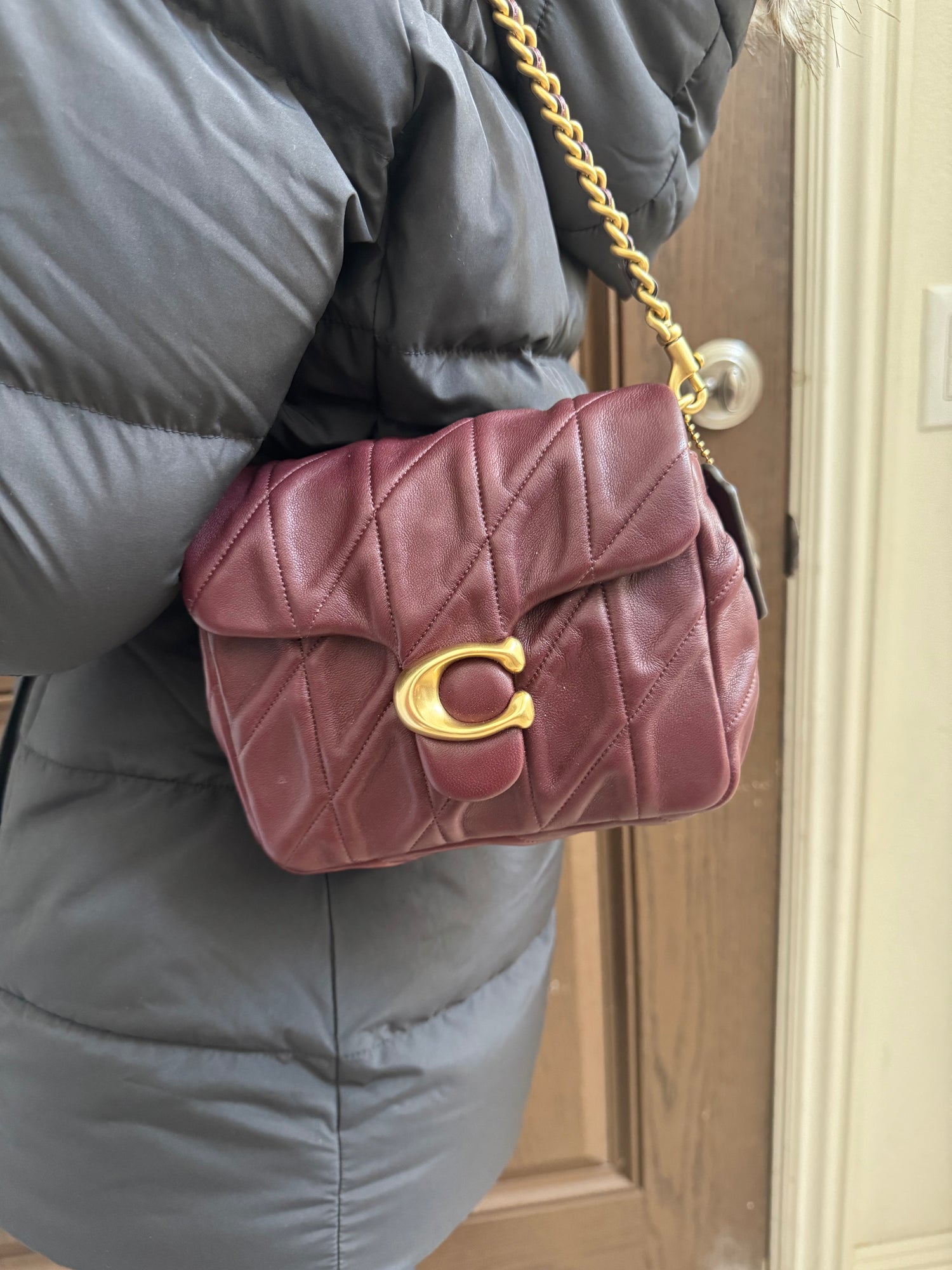Coach 專櫃 Tabby square 17 酒紅