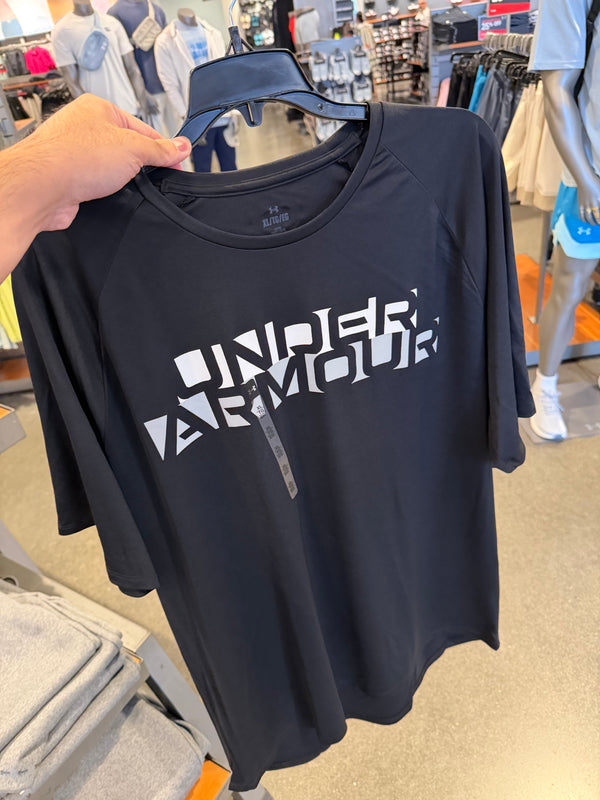 UA 男生 滑溜溜運動短T 字樣logo