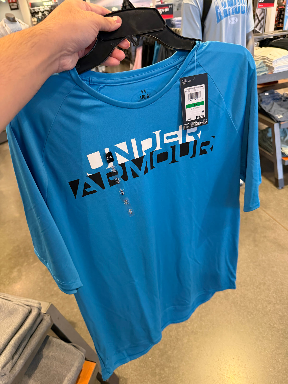 UA 男生 滑溜溜運動短T 字樣logo - 藍色