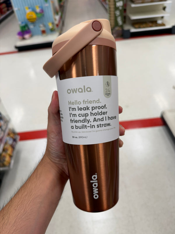 Owala 輕鬆喝吸管水壺 玫瑰金