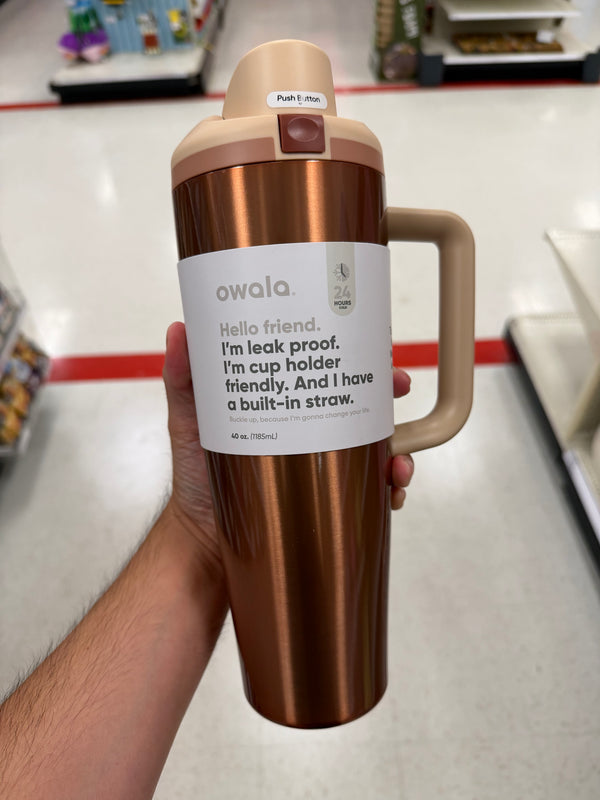 Owala 輕鬆喝吸管水壺 玫瑰金