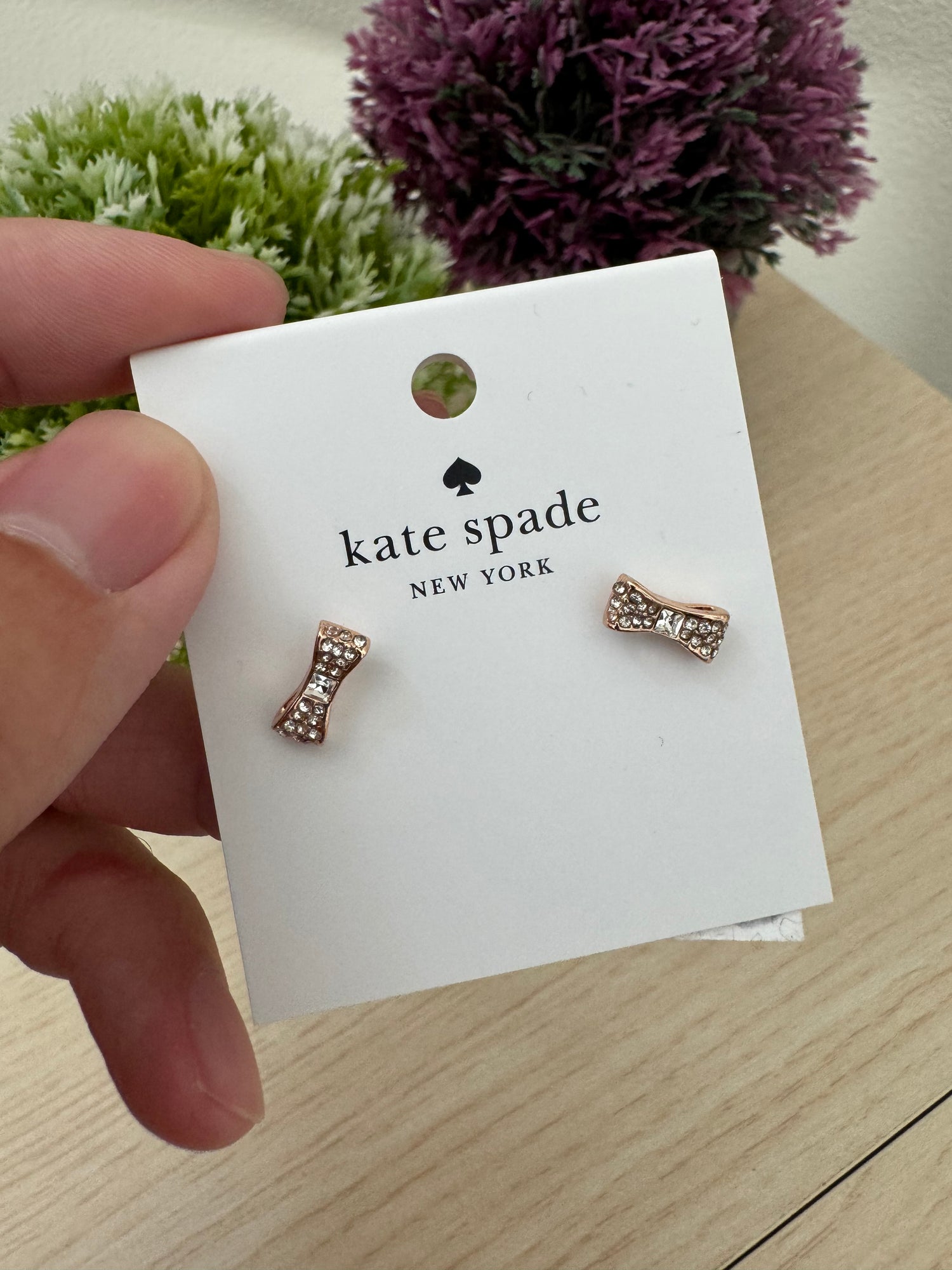KS outlet 小蝴蝶結耳針 玫瑰金
