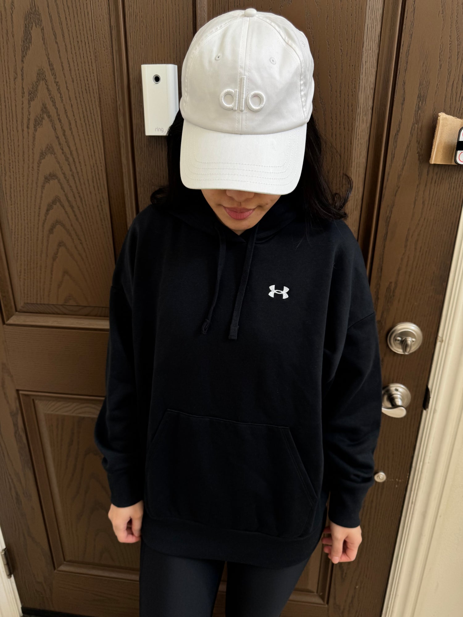 UA 女生 刷毛帽T 黑色 XS