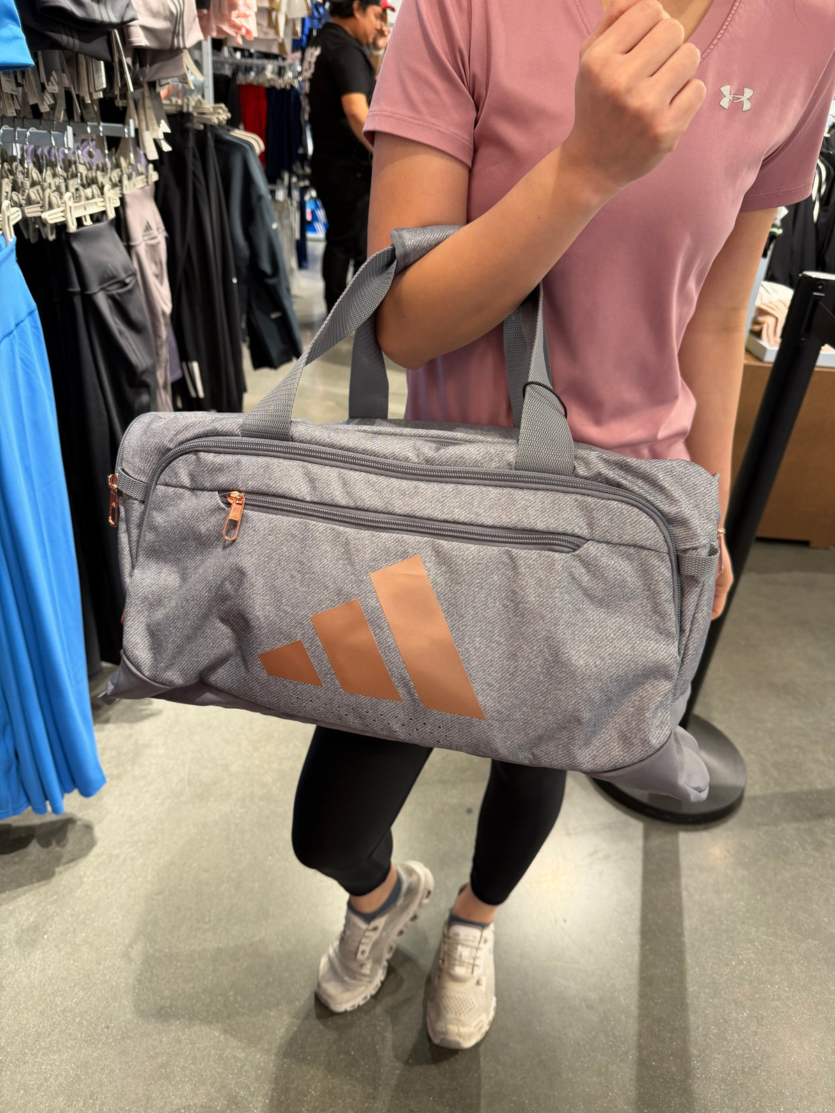 Adidas 旅行必備 旅行袋 灰色玫瑰金