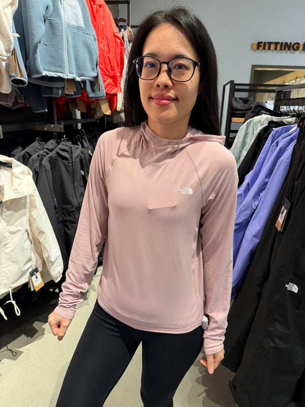 北臉 女生 防曬帽T 裸粉