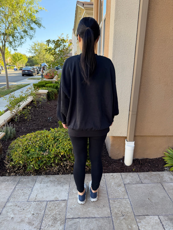 UA 女生 Oversize 刷毛大學T 黑色
